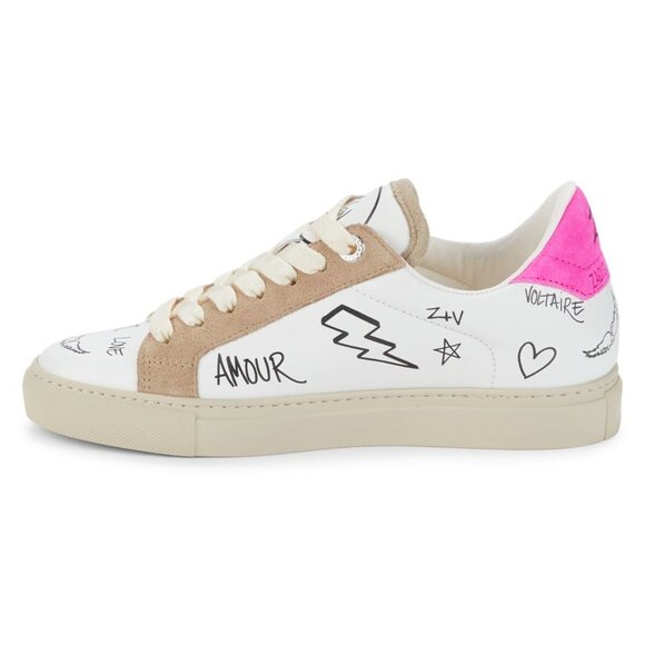 Zadig & Voltaire Charms Print Logo Leather & Suede Sneakers EU 40 / US 10 NEW - Picture 3 of 11